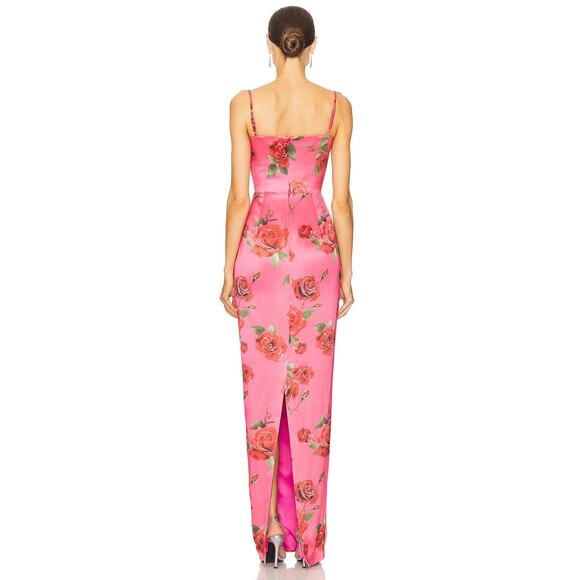 Sau Lee Sofia Maxi Dress Satin Floral Rose Sweetheart Party Prom Formal Sz 6 - Picture 3 of 10